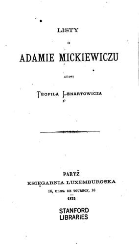 Cover for Listy o Adamie Mickiewiczu.