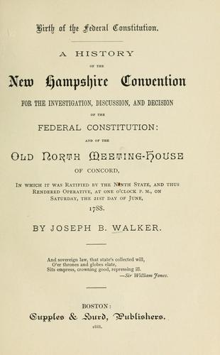 Cover for Birth of the Federal constitution