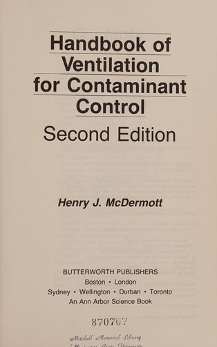 Cover for Handbook of ventilation for contaminant control
