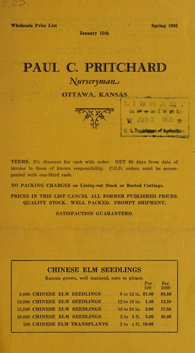Cover for Wholesale price list, spring 1935