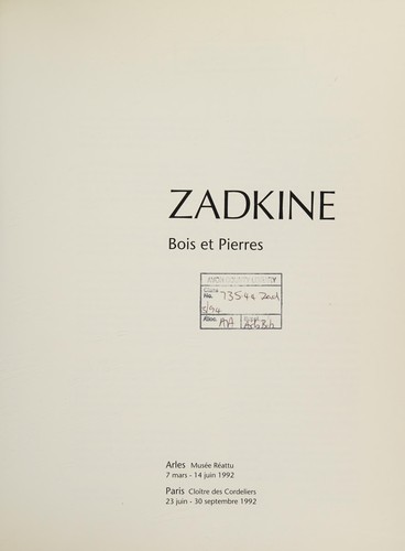 Cover for Zadkine