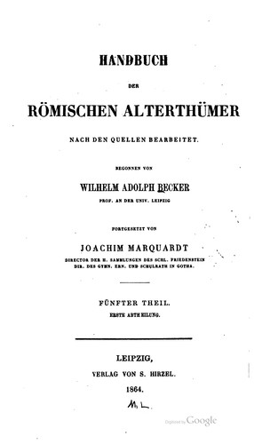 Cover for Handbuch der römischen Alterthümer nach den Quellen