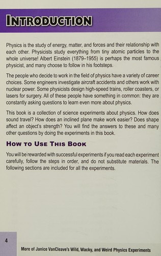 Cover for More of Janice Vancleave's Wild, Wacky, and Weird Physics Experiments