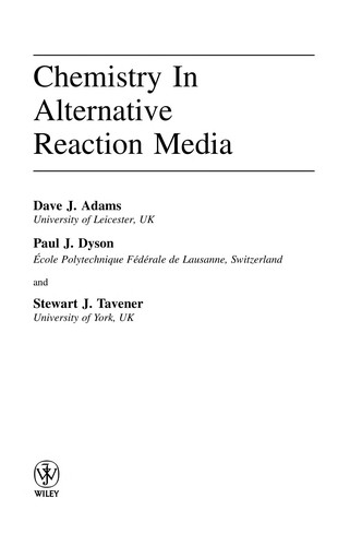 Cover for Chemistry in alternative reaction media