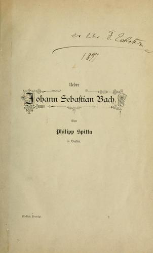 Cover for Ueber Johann Sebastian Bach
