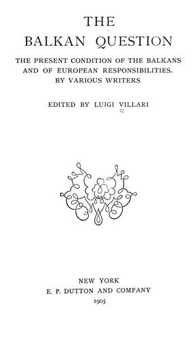 Cover for The Balkan question