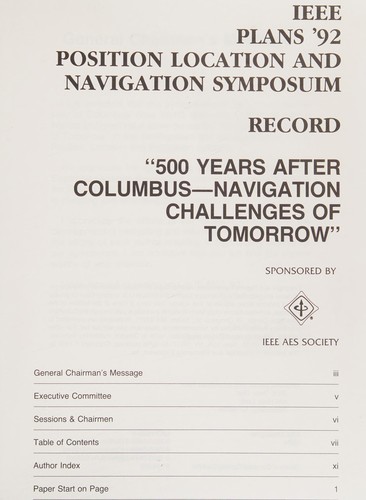 Cover for IEEE PLANS '92 Position Location and Navigation Symposium record