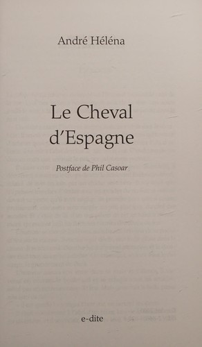 Cover for Le cheval d'Espagne