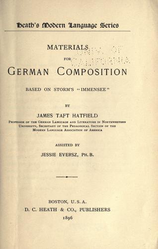 Cover for Materials for German composition based on Storm's "Immensee"