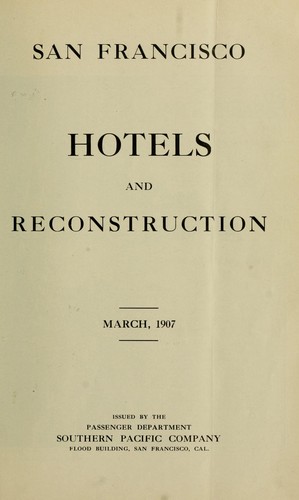 Cover for San Francisco hotels and reconstruction