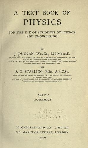 Cover for A text book of physics for the use of students of science and engineering
