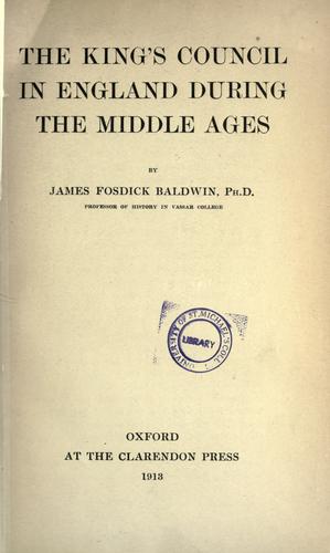 Cover for The king's council in England during the middle ages
