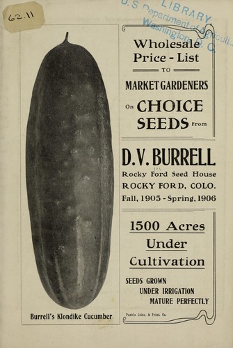 Cover for Wholesale price-list on choice seeds to market gardeners