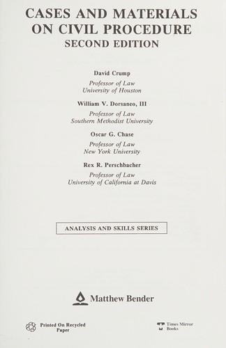 Cover for Cases and materials on civil procedure