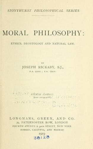 Cover for Moral philosophy: Ethics deontology and natural law.