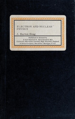 Cover for Electron and nuclear physics.