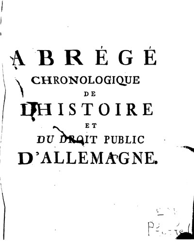 Cover for Abrégé chronologique de lh̓istoire et du droit public dA̓llemagne