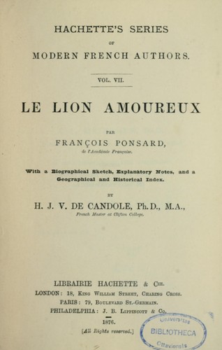 Cover for Le lion amoureux