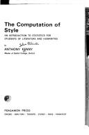 Cover for The computation of style