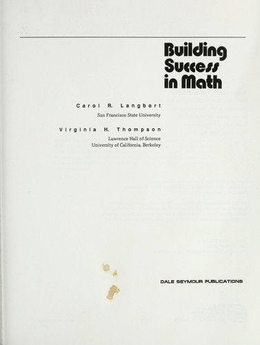 Cover for Building Success in Math