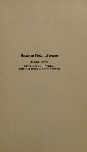 Cover for A history of Rome (American historical series)