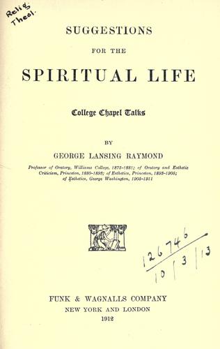 Cover for Suggestions for the spiritual life