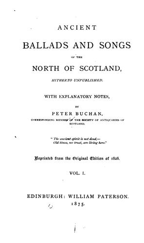 Cover for Ancient ballads and songs of the north of Scotland
