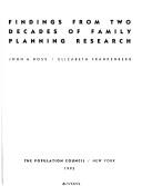 Cover for Findings from two decades of family planning research