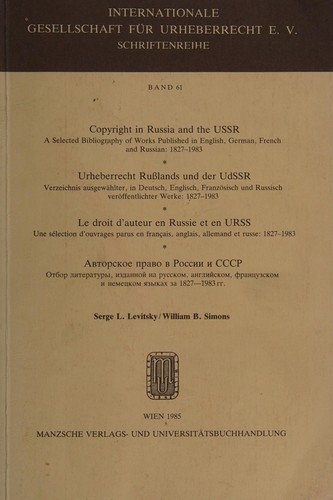 Cover for Copyright in Russia and the USSR