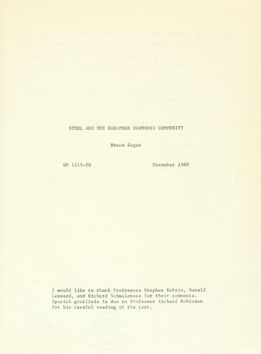 Cover for Steel and the European economic community