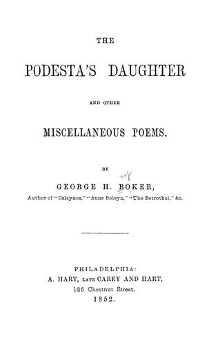 Cover for The Podesta's daughter