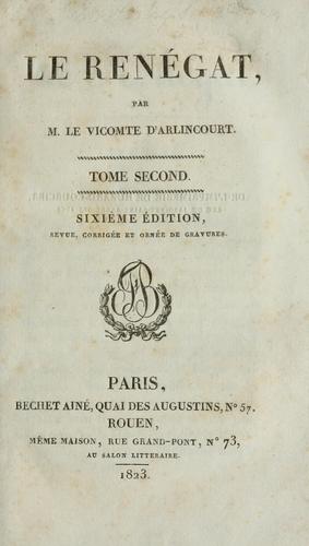 Cover for Le renégat