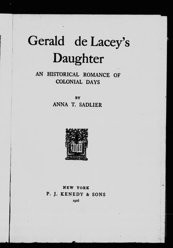 Cover for Gerald de Lacey's daughter