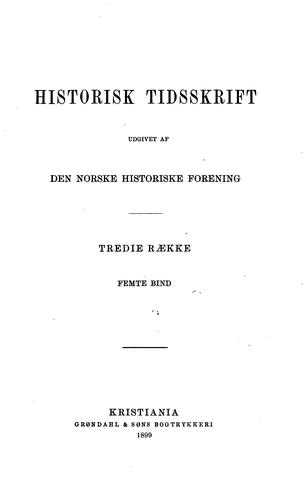 Cover for Historisk tidsskrift