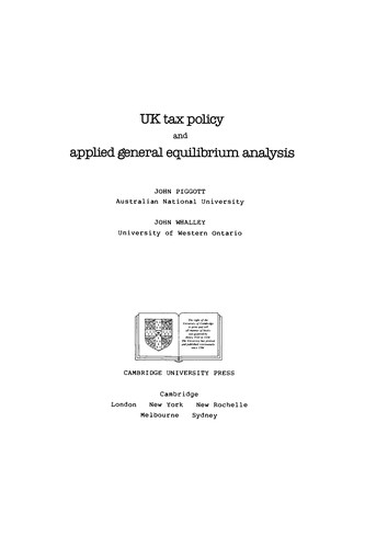 Cover for UK tax policy and applied general equilibrium analysis