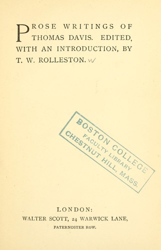 Cover for Prose writings