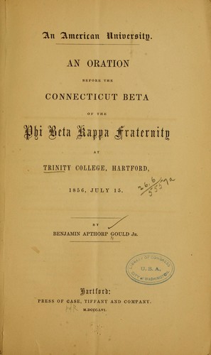 Cover for An American university