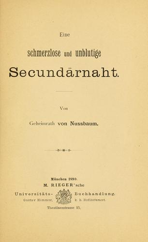 Cover for Eine schmerzlose und unblutige secundärnaht