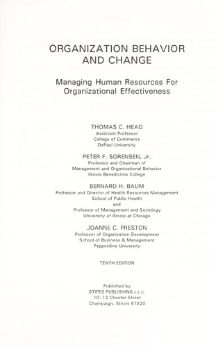 Cover for Organization behavior and change