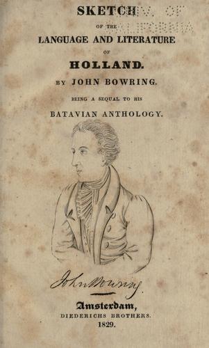 Cover for Sketch of the language and literature of Holland