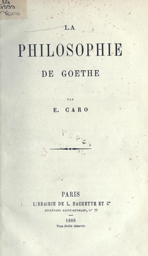 Cover for La philosophie de Goethe