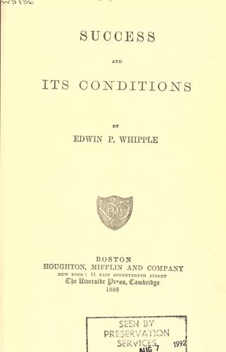 Cover for Success and its conditions.