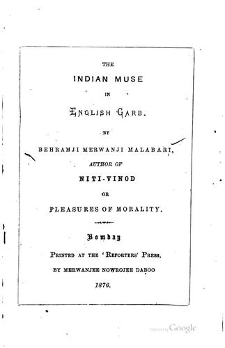 Cover for The Indian Muse in English Garb