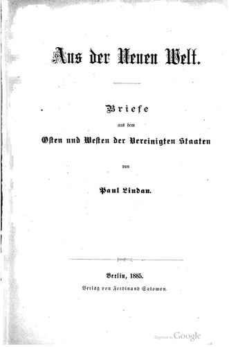 Cover for Aus der Neuen welt.