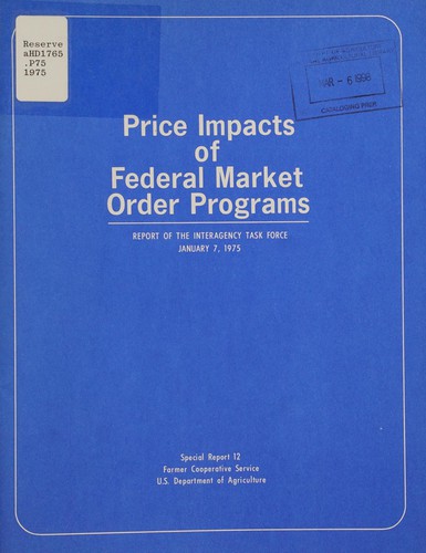 Cover for Price impacts of federal market order programs
