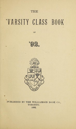 Cover for The 'varsity class book of '92