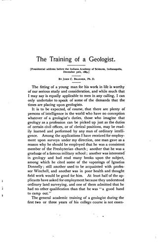 Cover for The Training of a Geologist