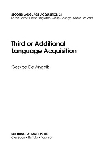 Cover for Third or additional language acquisition