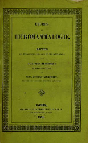 Cover for Études de micromammalogie