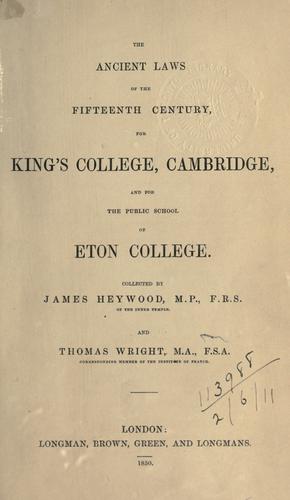 Cover for The ancient laws of the fifteenth century for King's College, Cambridge